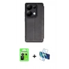 MARSİLYAN™- Redmi Note 13 Pro 5G Kılıf Zirve Yansıma Serisi - Siyah 3D Antistatik Seramik Nano Ekran Koruyucu + Siyah Raze Metal Kamera Lens