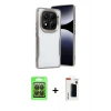 MARSİLYAN™- Redmi Note 14 Pro 4G Kılıf Akış Çizgi Koleksiyonu - Şeffaf Hayalet Polymer Nano Ekran Koruyucu + Siyah Raze Metal Kamera Lens