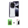 MARSİLYAN™- Redmi Note 14 Pro 4G Kılıf Akış Çizgi Koleksiyonu - Şeffaf Hayalet Polymer Nano Ekran Koruyucu + Siyah Raze Metal Kamera Lens