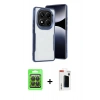 MARSİLYAN™- Redmi Note 14 Pro 4G Kılıf Akış Çizgi Koleksiyonu - Şeffaf Hayalet Polymer Nano Ekran Koruyucu + Siyah Raze Metal Kamera Lens
