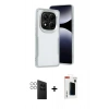 MARSİLYAN™- Redmi Note 14 Pro 4G Kılıf Akış Çizgi Koleksiyonu - Şeffaf Hayalet Polymer Nano Ekran Koruyucu + PVD Metal Kamera Lens - GS