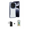 MARSİLYAN™- Redmi Note 14 Pro 4G Kılıf Akış Çizgi Koleksiyonu - Şeffaf Polymer Nano Ekran Koruyucu + PVD Metal Kamera Lens - GS