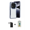 MARSİLYAN™- Redmi Note 14 Pro 4G Kılıf Akış Çizgi Koleksiyonu - Şeffaf Polymer Nano Ekran Koruyucu + PVD Metal Kamera Lens - SH