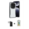 MARSİLYAN™- Redmi Note 14 Pro 4G Kılıf Akış Çizgi Koleksiyonu - Şeffaf Polymer Nano Ekran Koruyucu + PVD Metal Kamera Lens - SH