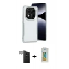 MARSİLYAN™- Redmi Note 14 Pro 4G Kılıf Akış Çizgi Koleksiyonu - Şeffaf Polymer Nano Ekran Koruyucu + PVD Metal Kamera Lens - SH