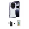 MARSİLYAN™- Redmi Note 14 Pro 4G Kılıf Akış Çizgi Koleksiyonu - Şeffaf Polymer Nano Ekran Koruyucu + PVD Metal Kamera Lens - GS