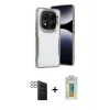 MARSİLYAN™- Redmi Note 14 Pro 4G Kılıf Akış Çizgi Koleksiyonu - Şeffaf Polymer Nano Ekran Koruyucu + PVD Metal Kamera Lens - SH