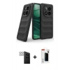 MARSİLYAN™- Redmi Note 14 Pro 4G Kılıf Atlas Koleksiyonu - Şeffaf Hayalet Polymer Nano Ekran Koruyucu + Siyah PVD Metal Kamera Lens