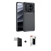 MARSİLYAN™- Redmi Note 14 Pro 4G Kılıf Eksen Form Prime - Şeffaf Hayalet Polymer Nano Ekran Koruyucu + PVD Metal Kamera Lens - SH