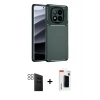 MARSİLYAN™- Redmi Note 14 Pro 4G Kılıf Eksen Form Prime - Şeffaf Hayalet Polymer Nano Ekran Koruyucu + PVD Metal Kamera Lens - SH