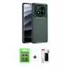 MARSİLYAN™- Redmi Note 14 Pro 4G Kılıf Eksen Form Prime - Şeffaf Hayalet Polymer Nano Ekran Koruyucu + Raze Metal Kamera Lens - GS
