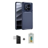 MARSİLYAN™- Redmi Note 14 Pro 4G Kılıf Eksen Form Prime - Şeffaf Polymer Nano Ekran Koruyucu + PVD Metal Kamera Lens - GS