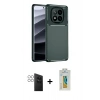 MARSİLYAN™- Redmi Note 14 Pro 4G Kılıf Eksen Form Prime - Şeffaf Polymer Nano Ekran Koruyucu + PVD Metal Kamera Lens - GS