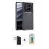 MARSİLYAN™- Redmi Note 14 Pro 4G Kılıf Eksen Form Prime - Şeffaf Polymer Nano Ekran Koruyucu + PVD Metal Kamera Lens - GS