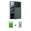 MARSİLYAN™- Redmi Note 14 Pro 4G Kılıf Eksen Form Prime - Şeffaf Polymer Nano Ekran Koruyucu + Raze Metal Kamera Lens - GS