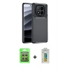 MARSİLYAN™- Redmi Note 14 Pro 4G Kılıf Eksen Form Prime - Şeffaf Polymer Nano Ekran Koruyucu + Raze Metal Kamera Lens - GS