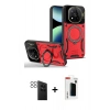 MARSİLYAN™- Redmi Note 14 Pro 4G Kılıf Kıvılcım Modern Serisi - Şeffaf Hayalet Polymer Nano Ekran Koruyucu + PVD Metal Kamera Lens - SH