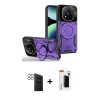 MARSİLYAN™- Redmi Note 14 Pro 4G Kılıf Kıvılcım Modern Serisi - Şeffaf Hayalet Polymer Nano Ekran Koruyucu + PVD Metal Kamera Lens - SH