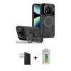 MARSİLYAN™- Redmi Note 14 Pro 4G Kılıf Kıvılcım Modern Serisi - Şeffaf Polymer Nano Ekran Koruyucu + PVD Metal Kamera Lens - GS