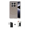 MARSİLYAN™- Redmi Note 14 Pro 4G Kılıf Ufuk Serisi - Şeffaf Hayalet Polymer Nano Ekran Koruyucu + PVD Metal Kamera Lens - GS