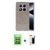 MARSİLYAN™- Redmi Note 14 Pro 4G Kılıf Ufuk Serisi - Şeffaf Hayalet Polymer Nano Ekran Koruyucu + Raze Metal Kamera Lens - GS