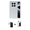 MARSİLYAN™- Redmi Note 14 Pro 4G Kılıf Ufuk Serisi - Şeffaf Hayalet Polymer Nano Ekran Koruyucu + PVD Metal Kamera Lens - GS