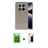MARSİLYAN™- Redmi Note 14 Pro 4G Kılıf Ufuk Serisi - Şeffaf Hayalet Polymer Nano Ekran Koruyucu + Siyah Raze Metal Kamera Lens