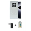 MARSİLYAN™- Redmi Note 14 Pro 4G Kılıf Ufuk Serisi - Şeffaf Polymer Nano Ekran Koruyucu + PVD Metal Kamera Lens - SH