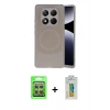MARSİLYAN™- Redmi Note 14 Pro 4G Kılıf Ufuk Serisi - Şeffaf Polymer Nano Ekran Koruyucu + Raze Metal Kamera Lens - GS