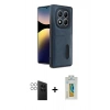 MARSİLYAN™- Redmi Note 14 Pro 4G Kılıf Yörünge Işık Serisi - Şeffaf Polymer Nano Ekran Koruyucu + PVD Metal Kamera Lens - GS