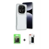MARSİLYAN™- Redmi Note 14 Pro Plus Kılıf Akış Çizgi Koleksiyonu - Siyah Hayalet Polymer Nano Ekran Koruyucu + Raze Metal Kamera Lens - GS