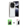 MARSİLYAN™- Redmi Note 14 Pro Plus Kılıf Akış Çizgi Koleksiyonu - Siyah Hayalet Polymer Nano Ekran Koruyucu + Raze Metal Kamera Lens - GS