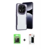 MARSİLYAN™- Redmi Note 14 Pro Plus Kılıf Akış Çizgi Koleksiyonu - Siyah Hayalet Polymer Nano Ekran Koruyucu + Raze Metal Kamera Lens - GS