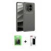 MARSİLYAN™- Redmi Note 14 Pro Plus Kılıf Eksen Form Prime - Siyah Hayalet Polymer Nano Ekran Koruyucu + Raze Metal Kamera Lens - GS