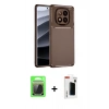 MARSİLYAN™- Redmi Note 14 Pro Plus Kılıf Eksen Form Prime - Siyah Hayalet Polymer Nano Ekran Koruyucu + Raze Metal Kamera Lens - GS
