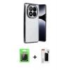 MARSİLYAN™- Redmi Note 14 Pro Plus Kılıf Vadi Minimal - Siyah Hayalet Polymer Nano Ekran Koruyucu + Gümüş Raze Metal Kamera Lens