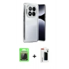 MARSİLYAN™- Redmi Note 14 Pro Plus Kılıf Vadi Minimal - Siyah Hayalet Polymer Nano Ekran Koruyucu + Gümüş Raze Metal Kamera Lens