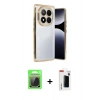 MARSİLYAN™- Redmi Note 14 Pro Plus Kılıf Vadi Minimal - Siyah Hayalet Polymer Nano Ekran Koruyucu + Gümüş Raze Metal Kamera Lens