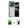 MARSİLYAN™- Redmi Note 14 Pro Plus Kılıf Vadi Minimal - Siyah Hayalet Polymer Nano Ekran Koruyucu + Gümüş Raze Metal Kamera Lens