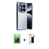 MARSİLYAN™- Redmi Note 14 Pro Plus Kılıf Vadi Minimal - Siyah Hayalet Polymer Nano Ekran Koruyucu + Gümüş Raze Metal Kamera Lens