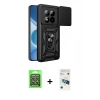 MARSİLYAN™- Redmi Note 15 Pro 5G Kılıf Ahenk Klasik - Siyah 3D Antistatik Cam Ekran Koruyucu + Raze Metal Kamera Lens - GS