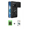 MARSİLYAN™- Redmi Note 15 Pro 5G Kılıf Ahenk Klasik - Siyah 3D Antistatik Cam Ekran Koruyucu + Raze Metal Kamera Lens - SH