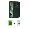 MARSİLYAN™- Redmi Note 15 Pro 5G Kılıf Eksen Form Prime - Siyah 3D Antistatik Cam Ekran Koruyucu + Raze Metal Kamera Lens - SH