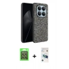MARSİLYAN™- Redmi Note 15 Pro 5G Kılıf Vadi Klasik Serisi - Siyah 3D Antistatik Cam Ekran Koruyucu + Raze Metal Kamera Lens - GS