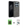 MARSİLYAN™- Redmi Note 15 Pro 5G Kılıf Vadi Klasik Serisi - Siyah 3D Antistatik Cam Ekran Koruyucu + Raze Metal Kamera Lens - SH