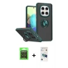 MARSİLYAN™- Redmi Note 15 Pro 5G Kılıf Yörünge Çizgi - Siyah 3D Antistatik Cam Ekran Koruyucu + Raze Metal Kamera Lens - SH