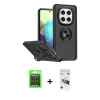 MARSİLYAN™- Redmi Note 15 Pro 5G Kılıf Yörünge Çizgi - Siyah 3D Antistatik Cam Ekran Koruyucu + Raze Metal Kamera Lens - SH