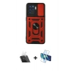 MARSİLYAN™- Reno 5 Lite Kılıf Ahenk Klasik - Siyah 3D Antistatik Cam Ekran Koruyucu + Kamera Lens Koruma Cam - SF