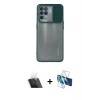 MARSİLYAN™- Reno 5 Lite Kılıf Vadi Çizgi - Siyah 3D Antistatik Cam Ekran Koruyucu + Kamera Lens Koruma Cam - SF