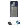 MARSİLYAN™- Reno 5 Lite Kılıf Vadi Çizgi - Siyah 3D Antistatik Cam Ekran Koruyucu + Kamera Lens Koruma Cam - SF